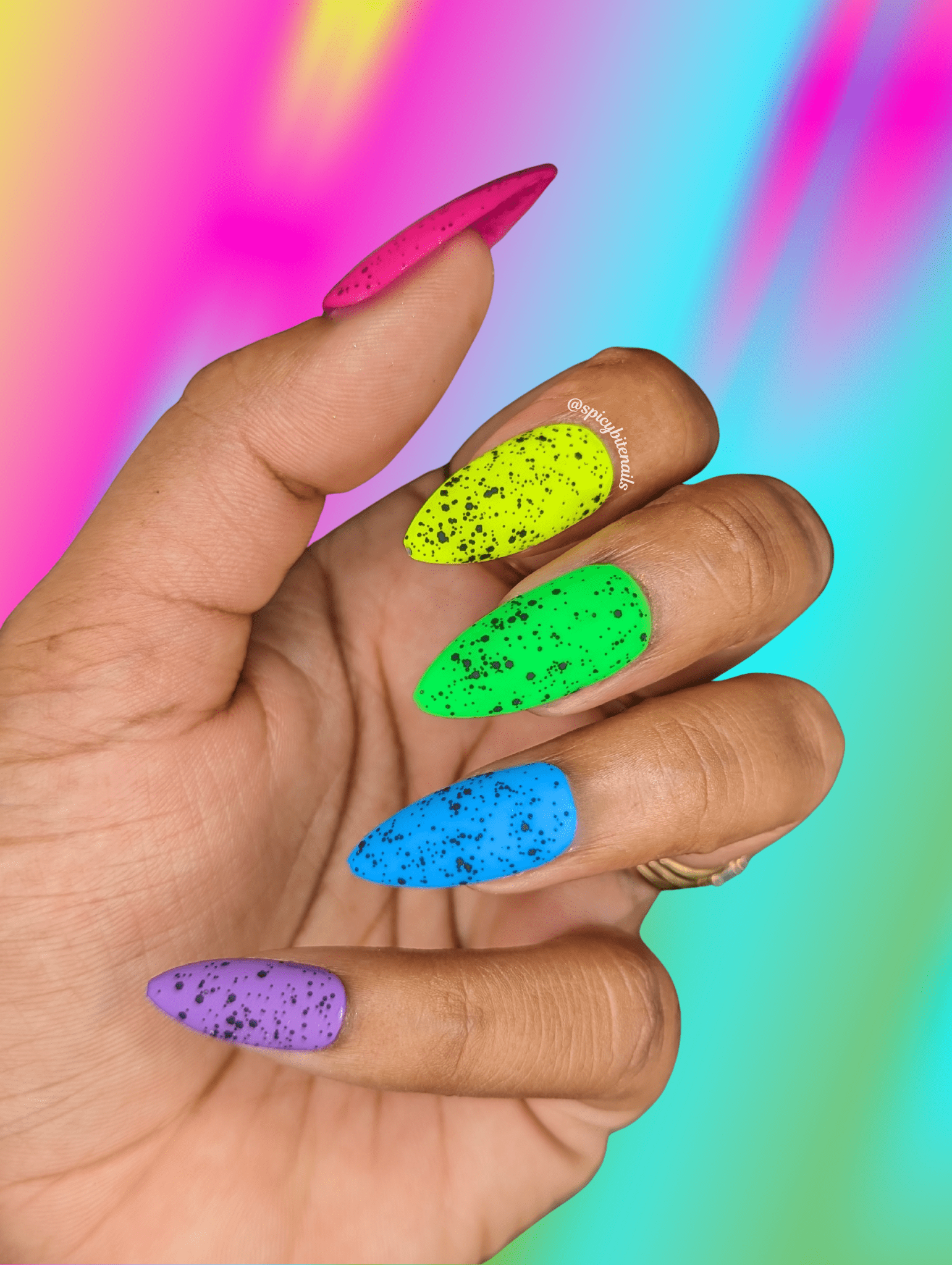 Summer of 95 - Matte Neon Speckled Rainbow Press-On Nail Extensions 10pcs