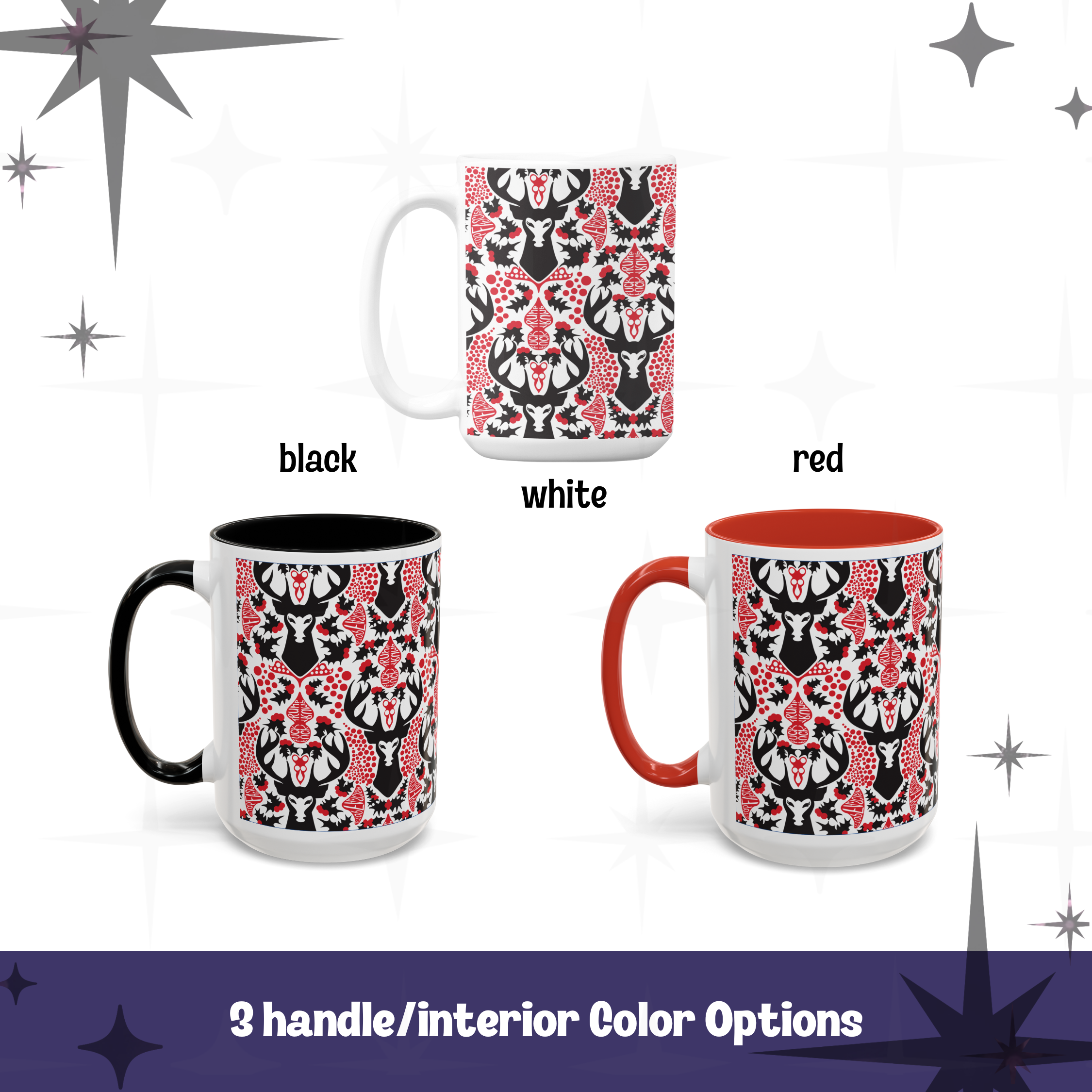 Hidden Message Mug “F*ck Trump” “Stop Fascism” Woodland Stag Damask - Image 2