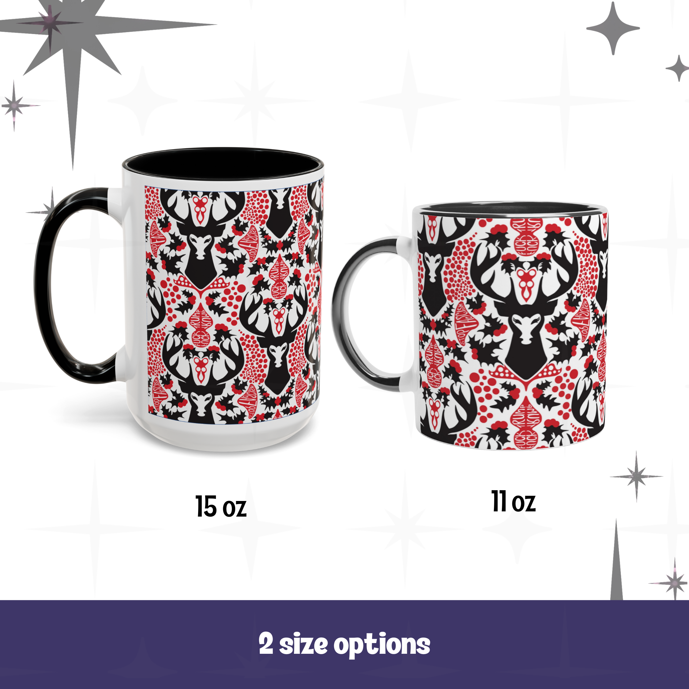 Hidden Message Mug “F*ck Trump” “Stop Fascism” Woodland Stag Damask - Image 3