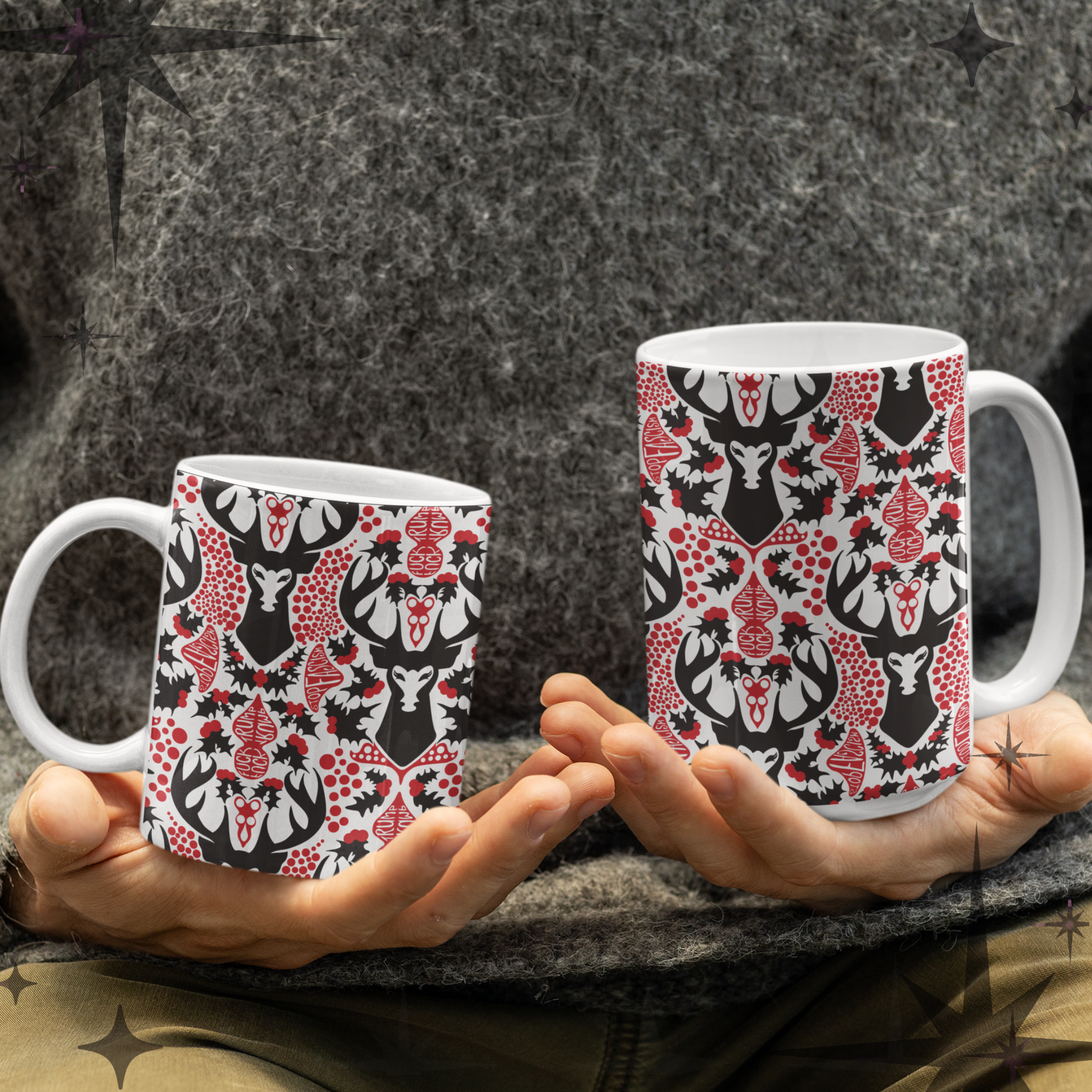 Hidden Message Mug “F*ck Trump” “Stop Fascism” Woodland Stag Damask - Image 4