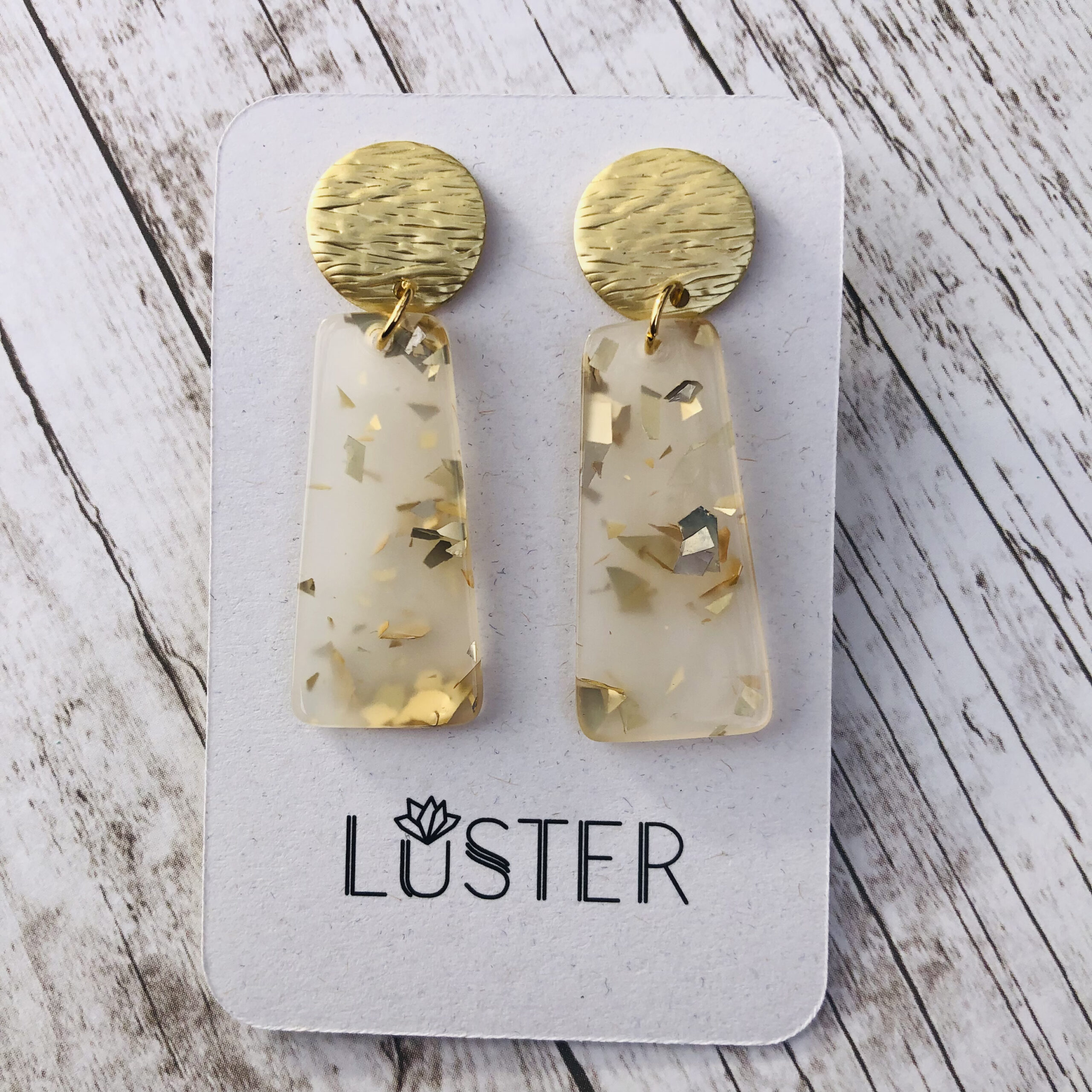 Gold Confetti Acrylic Earrings - Image 3