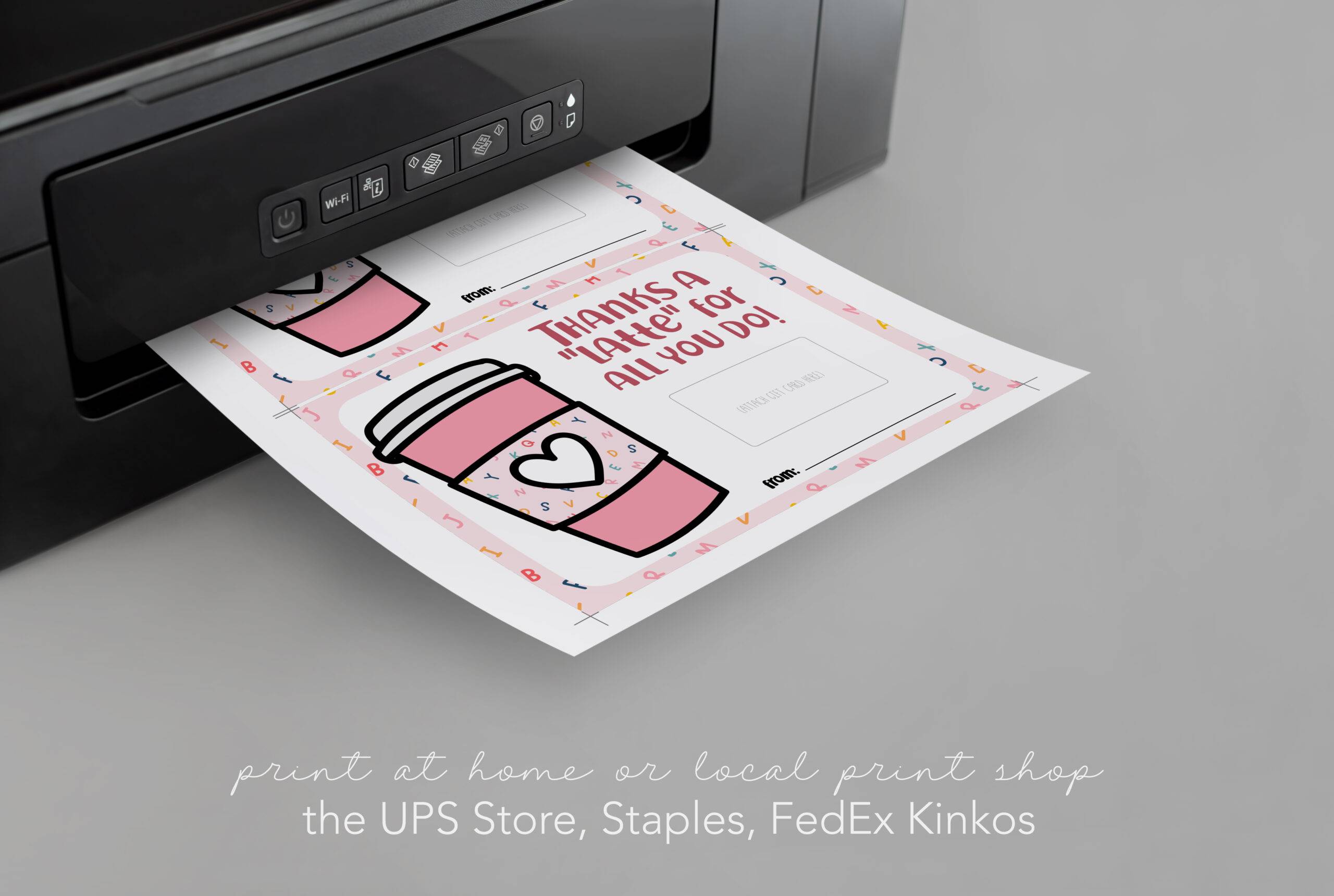 Pink Teacher Appreciation Coffee Gift Card Holder - INSTANT DOWNLOAD - Image 3