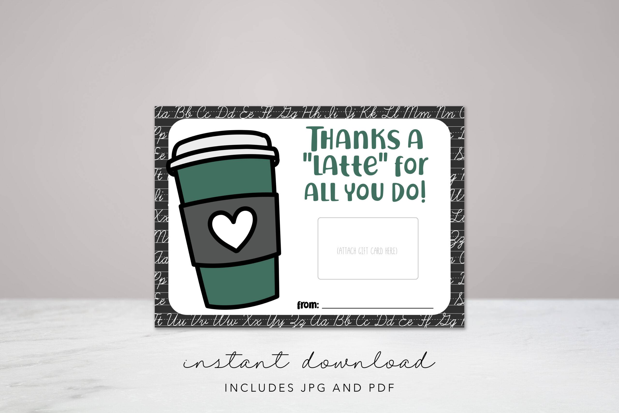 Teacher Appreciation Coffee Gift Card Holder - INSTANT DOWNLOAD - Image 3