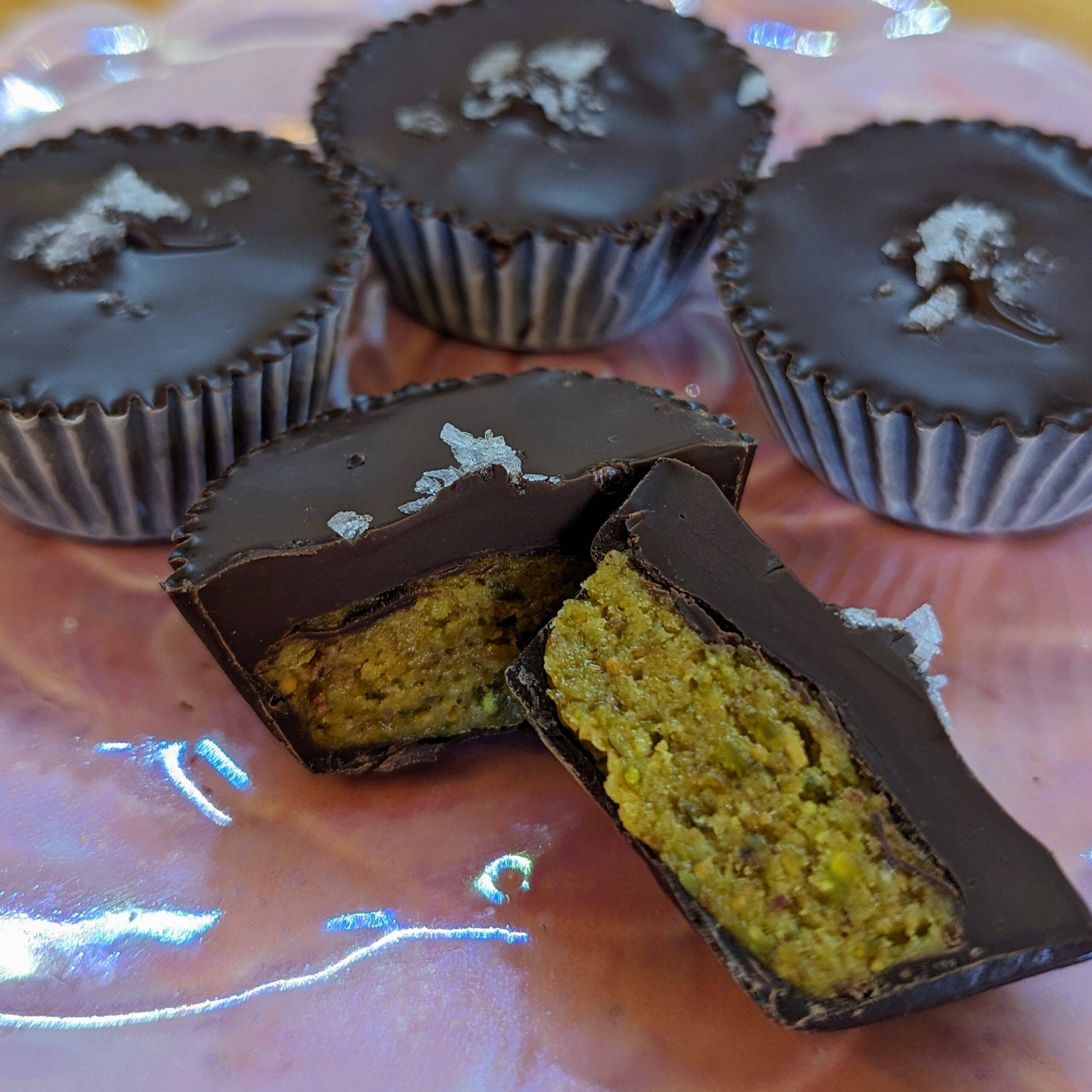 Chocolate Marzipan Cups (Pistachio & Pecan Praline) - Image 3