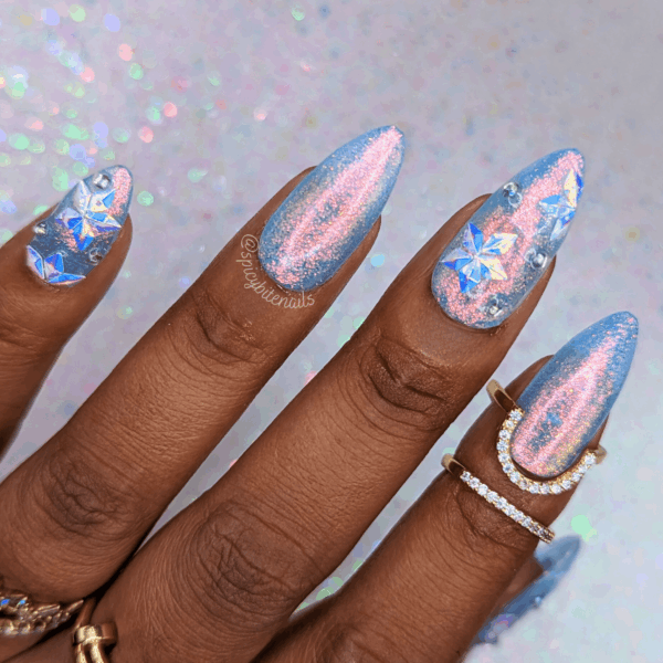 Snow Bunny – Blue and White Winter Snowflake False Press-On Nail Extensions 10pcs