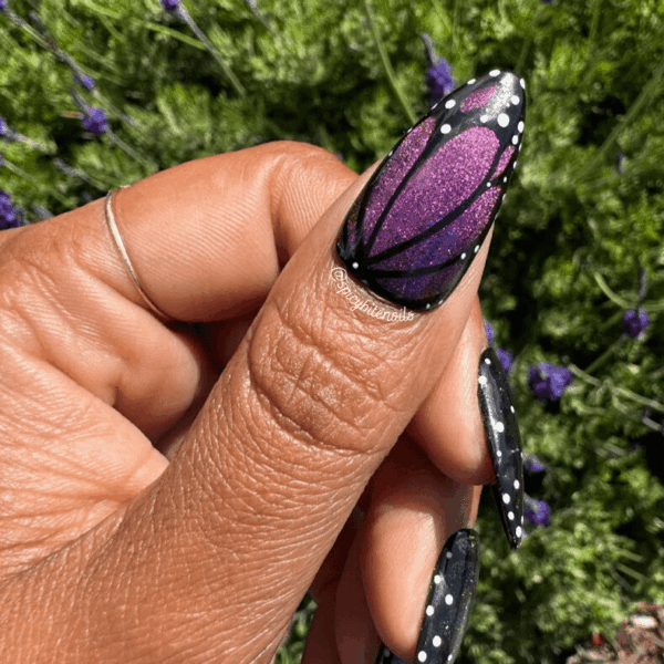 Wings ‘n Things – Rainbow Cat-Eye Butterfly Wing False Press-On Nail Extensions 10pcs