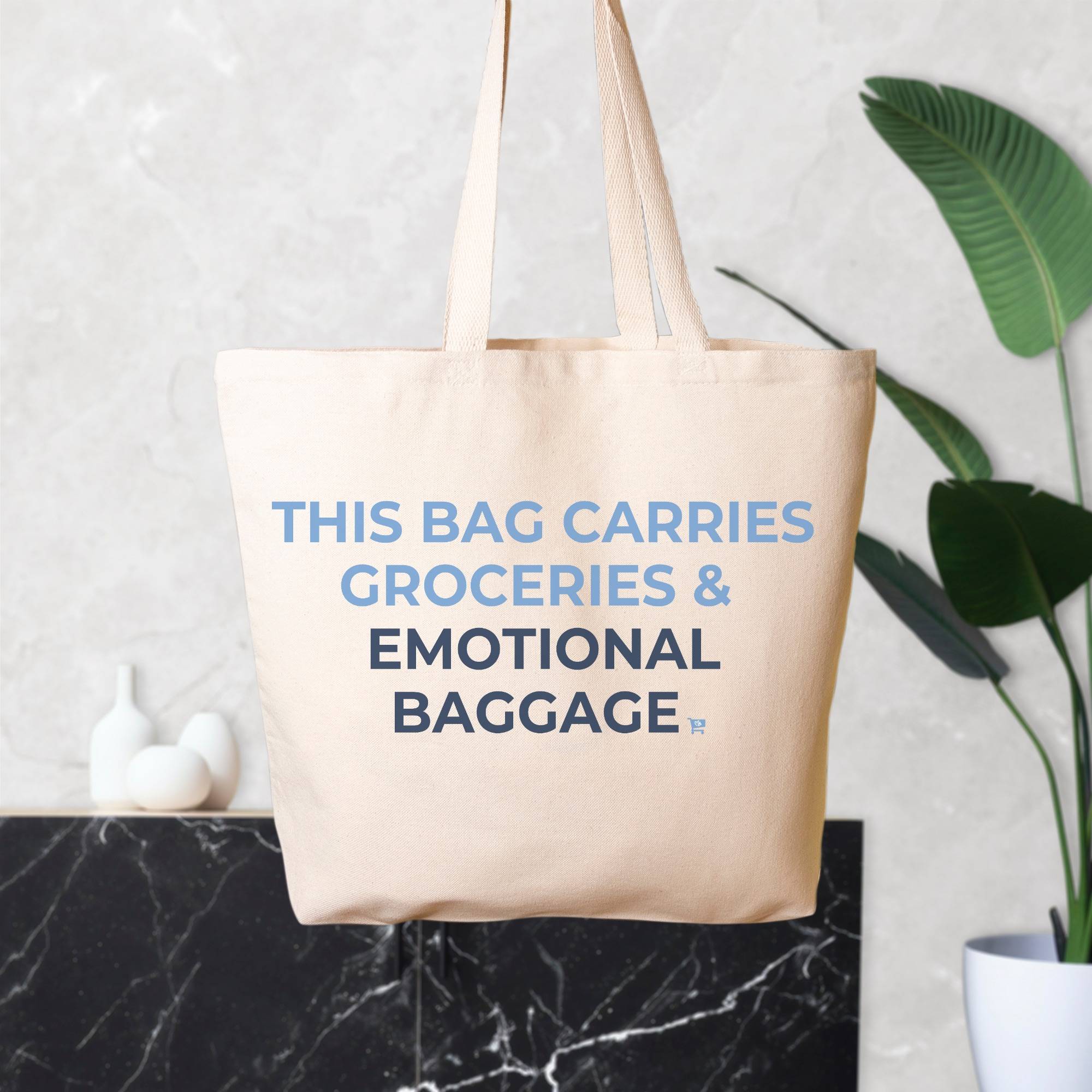 This Bag Carries Groceries and Emotional Baggage Oversized Tote Little Blue Shop