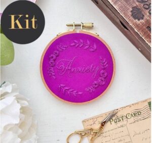 Anxiety 4 inch Monochrome Embroidery // KIT Multiple color options