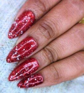 Santa Baby - Red and White Glitter Christmas False Press-On Nail Extensions 10pcs