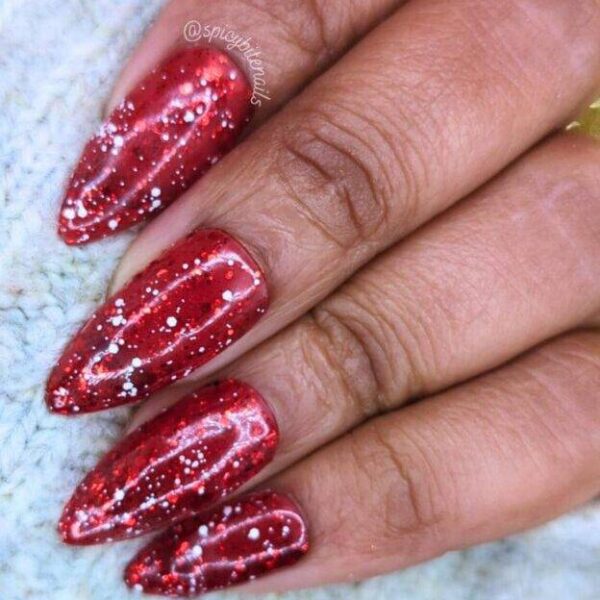 Santa Baby – Red and White Glitter Christmas False Press-On Nail Extensions 10pcs