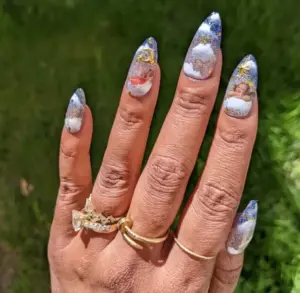 Heaven Sent - Color Changing Blue to White Angel Cupid False Press-On Nail Extensions 10pcs