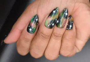 Stardust - Magnetic Rainbow Cat-Eye Galaxy Press-On Nail Extensions 10pcs