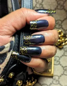 Mob Wife - Sheer Black and Gold Chrome Leopard French Press-On Nail Extensions 10pcs