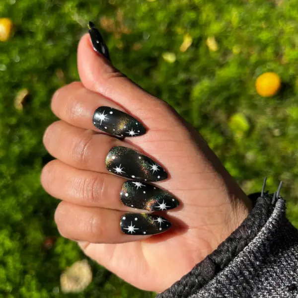 Stardust – Magnetic Rainbow Cat-Eye Galaxy Press-On Nail Extensions 10pcs