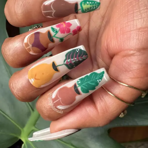 Rooted in Melanin – Black and Brown Women Plant Inspired False Press-On Nail Extensions 10pcs