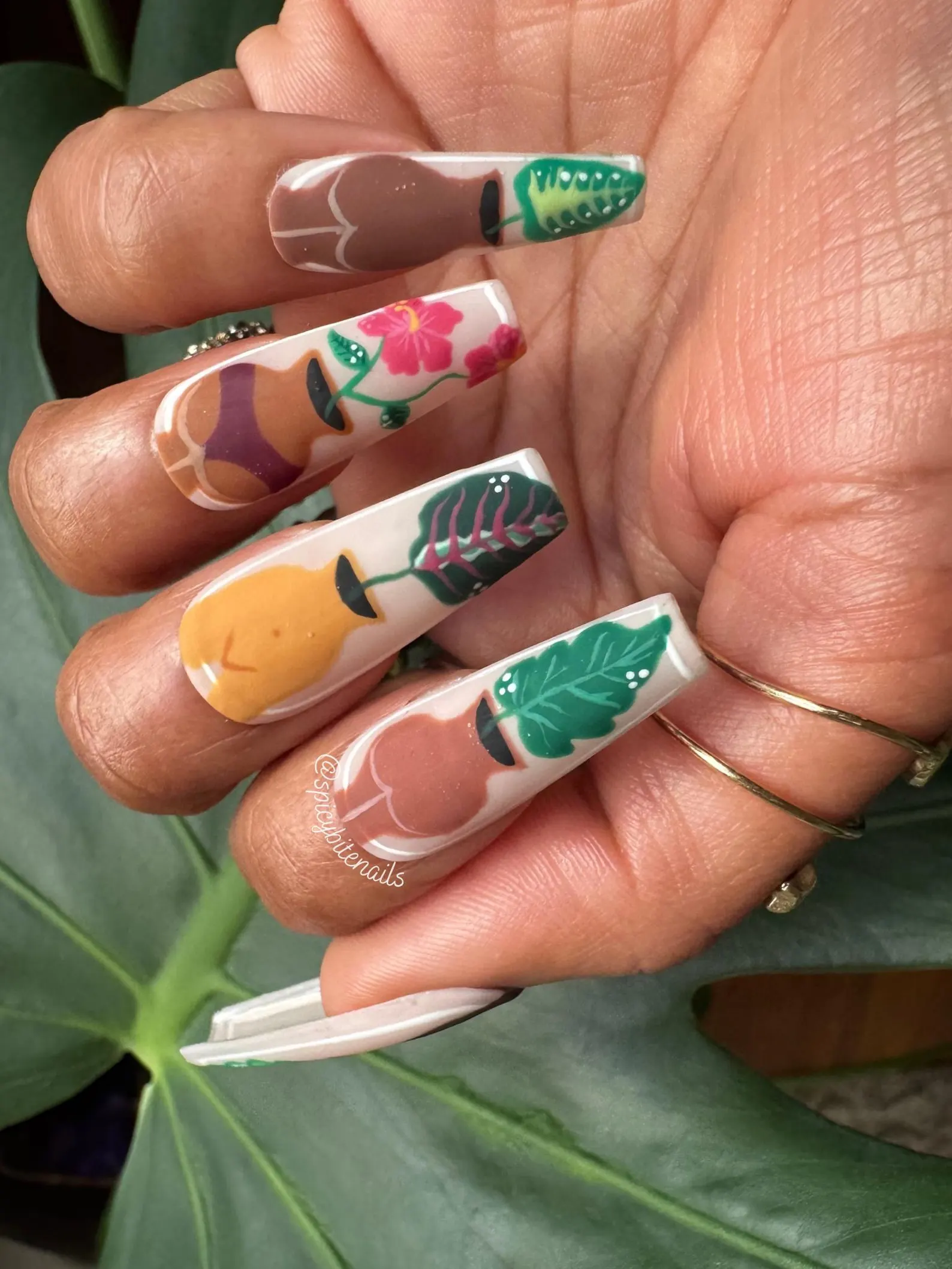 Rooted in Melanin - Black and Brown Women Plant Inspired False Press-On Nail Extensions 10pcs - Image 2