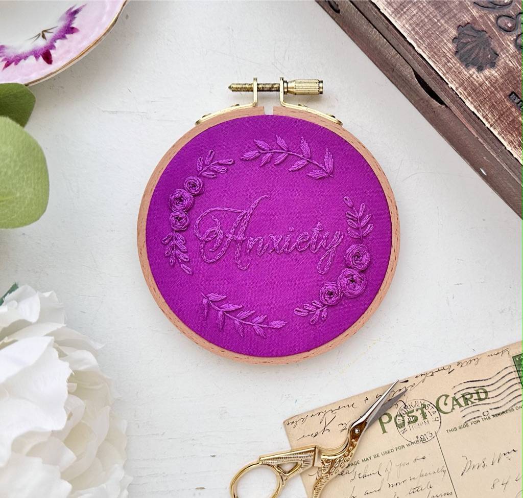 Anxiety 4 inch Monochrome Embroidery // KIT Multiple color options - Image 2