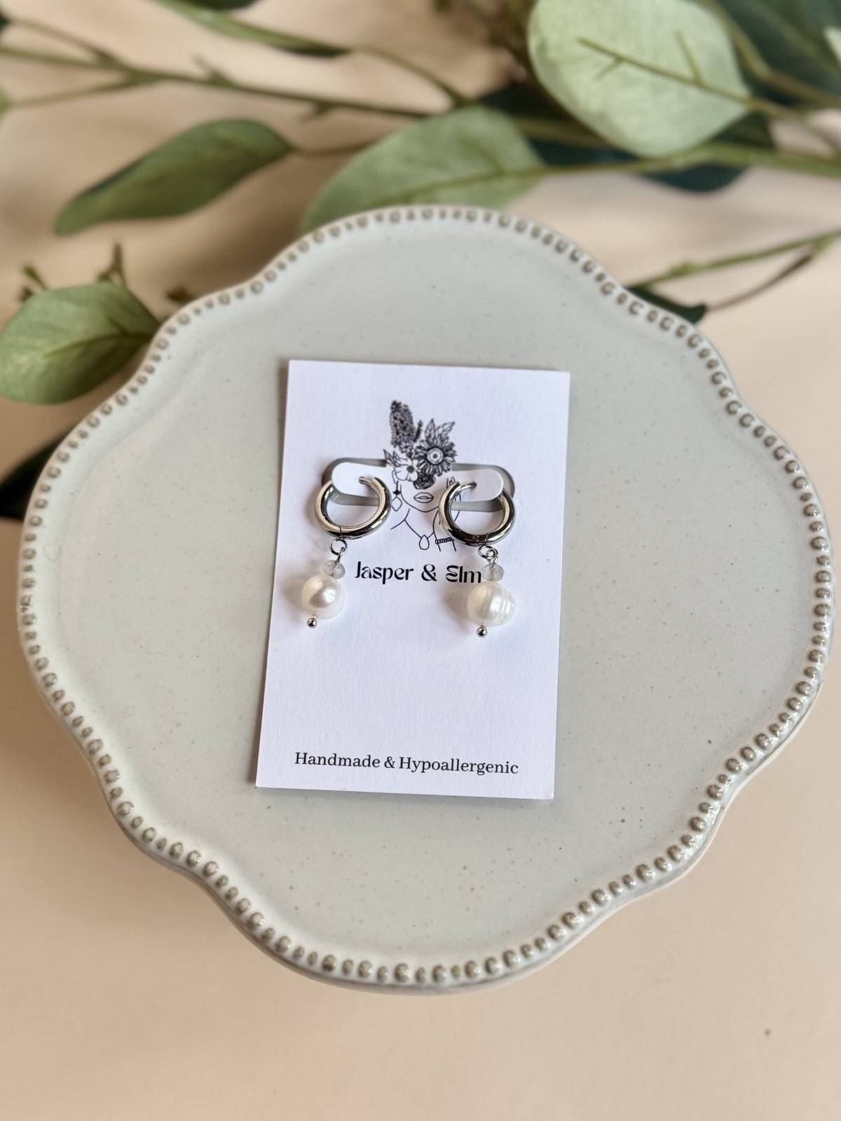 Freshwater Pearl Huggie Hoops - Image 2