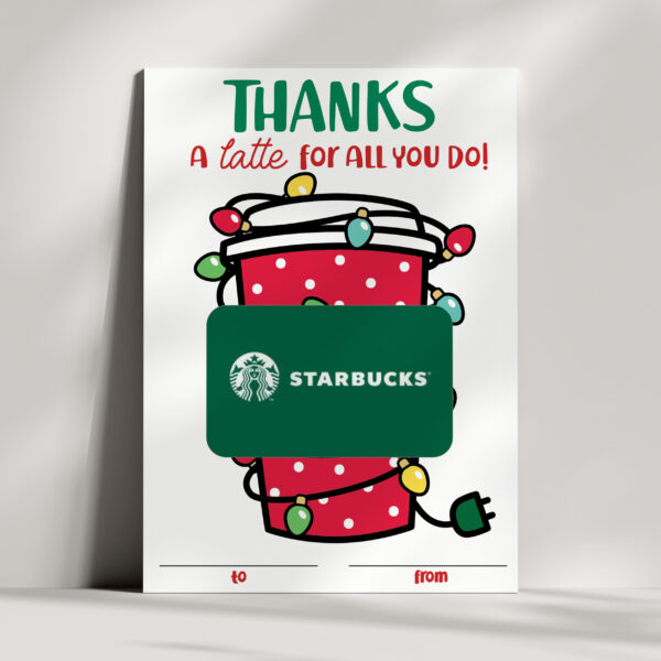 Funny Christmas Coffee Gift Card Holder – INSTANT DOWNLOAD – Thanks a Latte