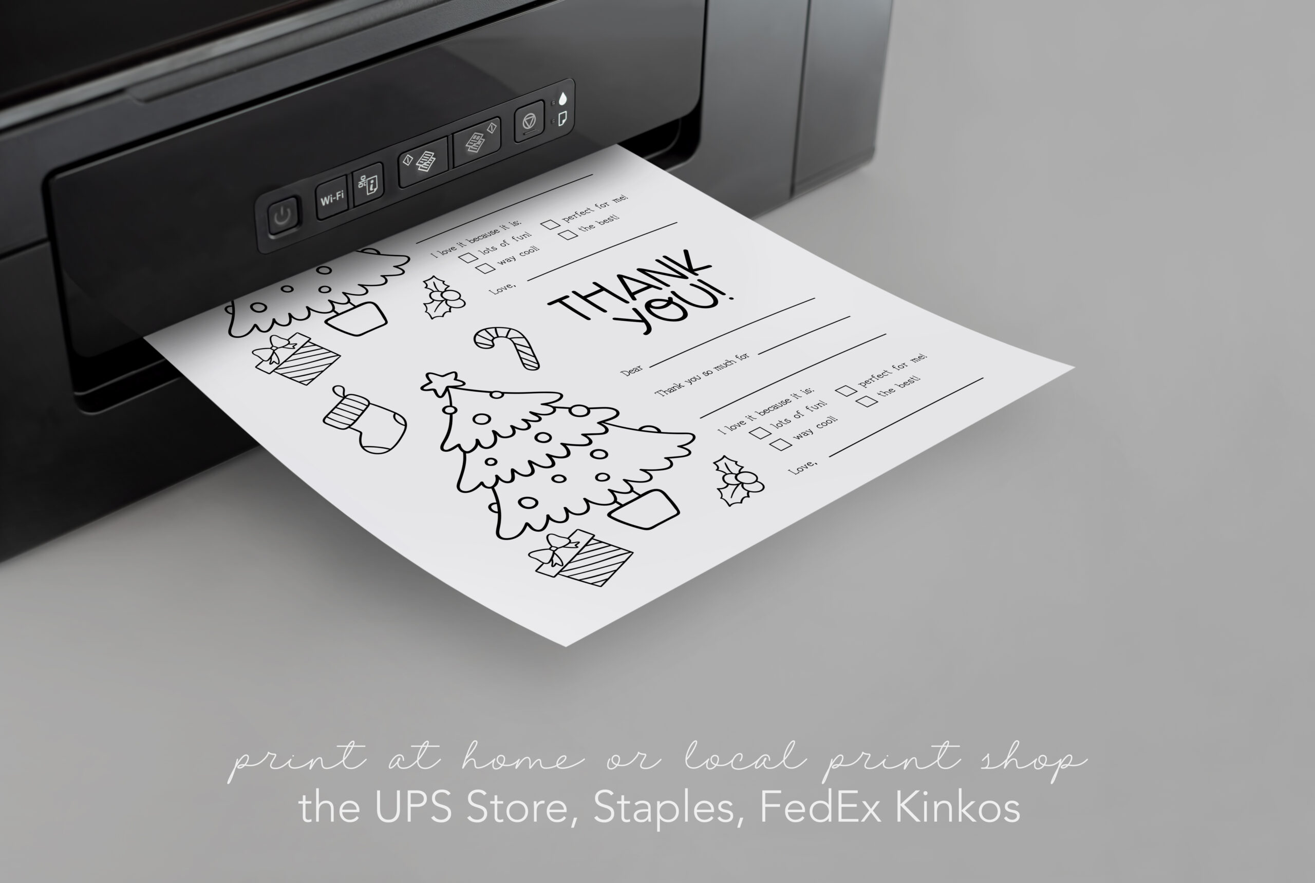 Christmas Kids Fill-In Thank You Card - INSTANT DOWNLOAD - Image 3