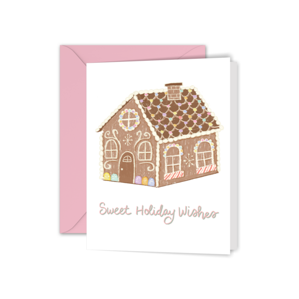 Pastel Gingerbread House Christmas Greeting Card