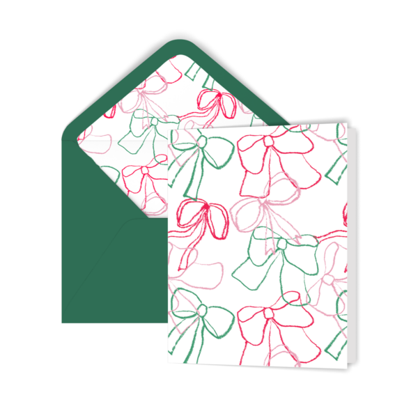 Illustrated Holiday Bows Christmas Greeting Card