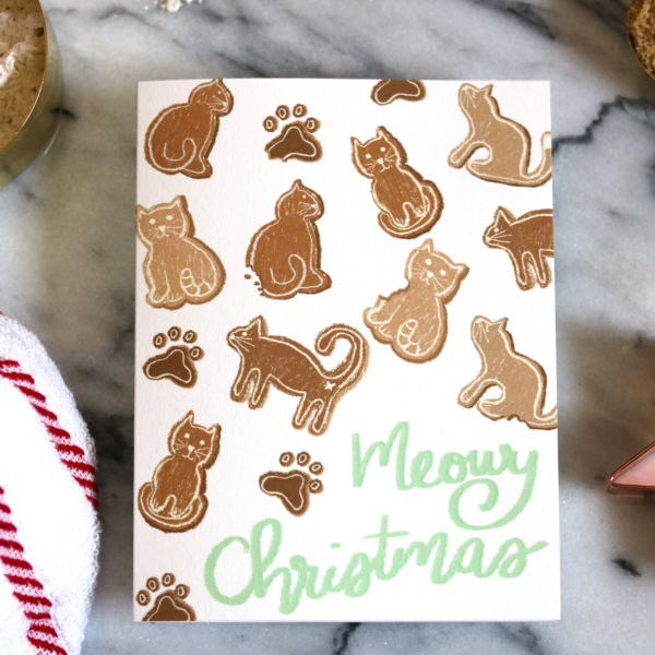 Meowy Christmas Gingerbread Cats Christmas Greeting Card