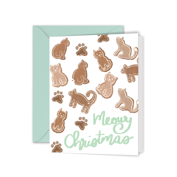Meowy Christmas Gingerbread Cats Christmas Greeting Card