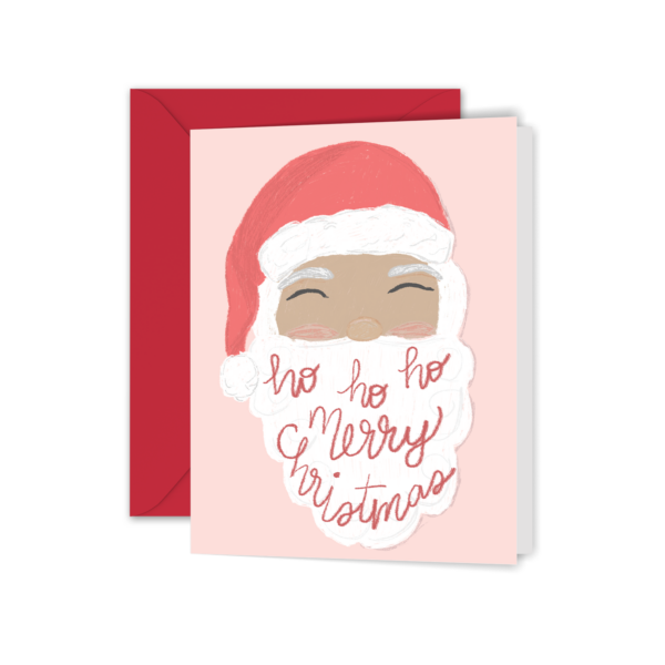 Vintage Inspired Ho Ho Ho Santa Christmas Greeting Card