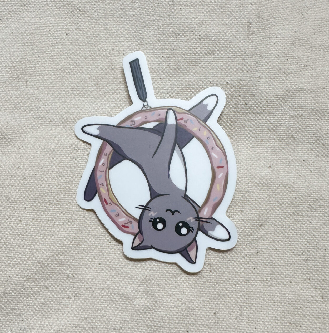 Cat on Donut Lyra Hoop Sticker (Matte)