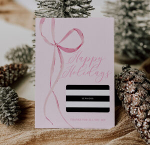 Pink Bow Holiday Gift Card Holder - INSTANT DOWNLOAD