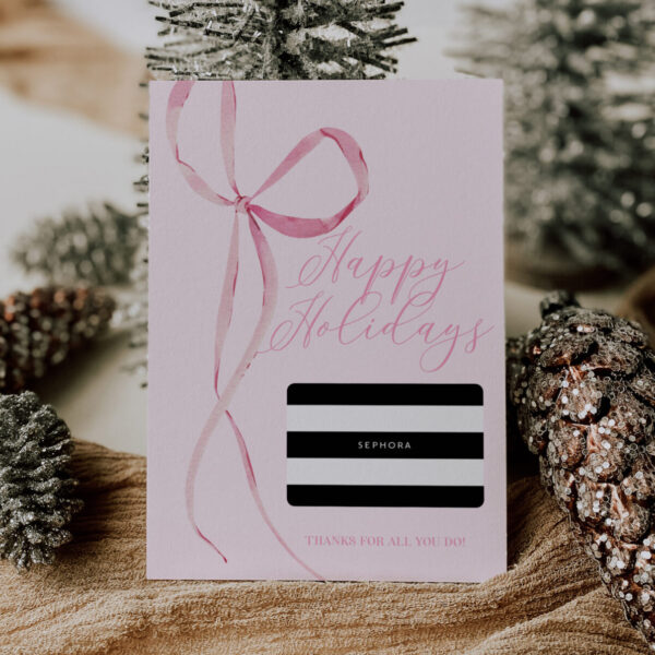 Pink Bow Holiday Gift Card Holder – INSTANT DOWNLOAD
