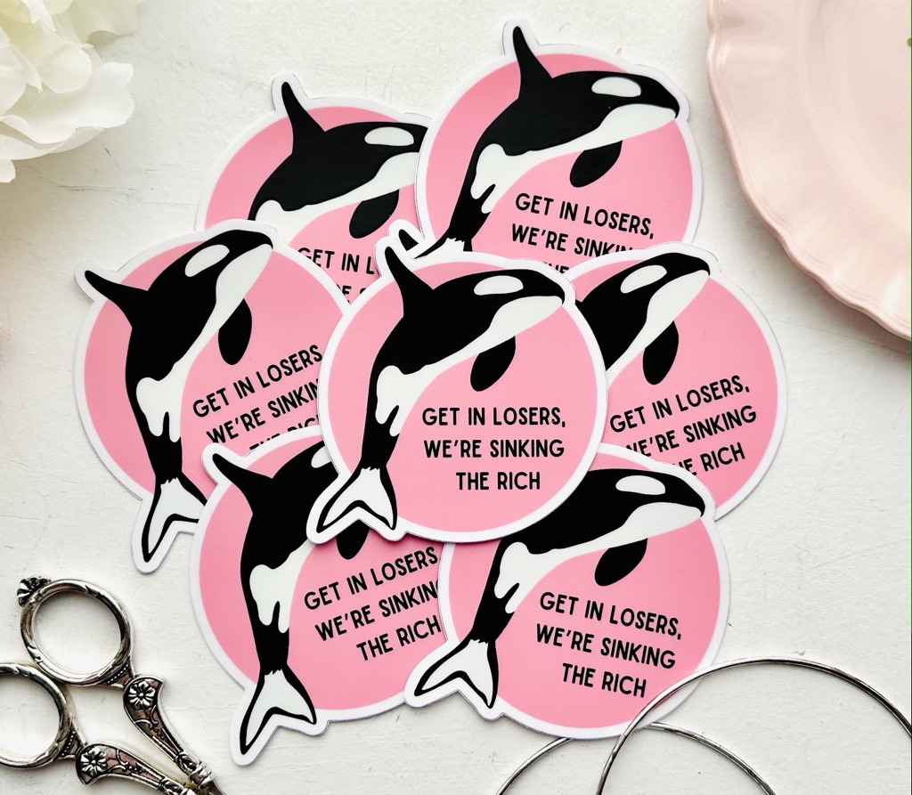STICKER!! Sinking the rich orca 3 inch sticker - Image 2