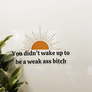 You didn't wake up to be a weak ass bitch - Motivational Mirror Cling Reusable Window Decal