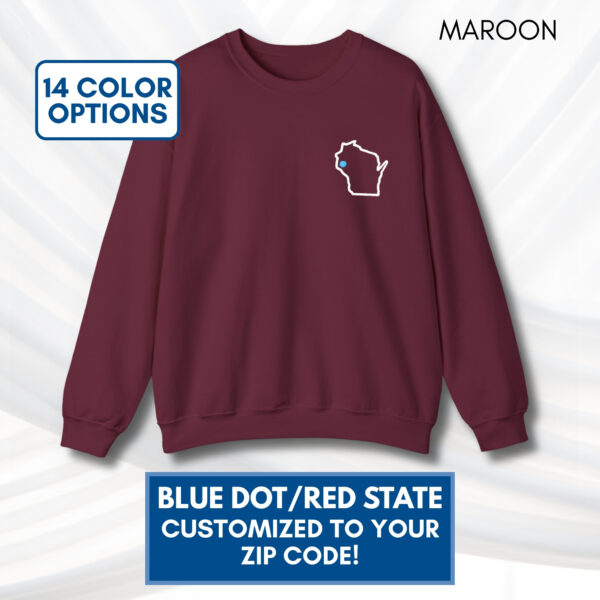 Blue Dot Red State Embroidered Crewneck Sweatshirt | Customized Political Activist Pullover
