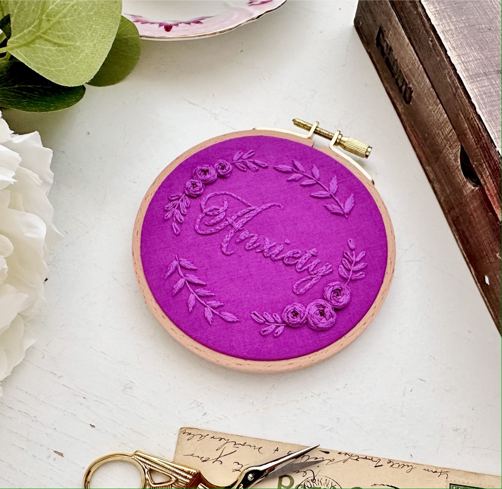 Anxiety monochrome embroidery // PDF Pattern Download 4" Hoop - Image 2