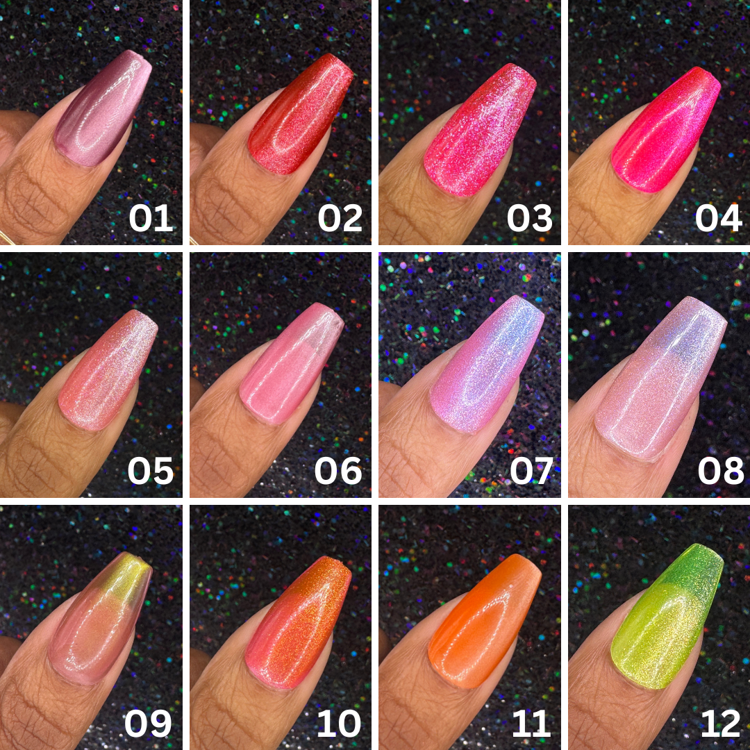 Single Solid Cat-Eye Color Sets *Choose Your Color* - Hand-painted Reusable Press-On Nail Extensions 10 pcs - Image 2