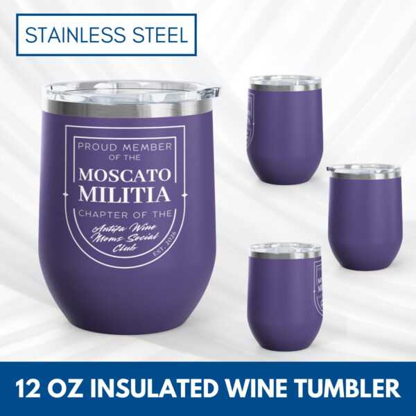 Antifa Wine Moms Social Club Tumbler | 12oz Stemless Insulated Stainless Steel, Organized Mom Gang