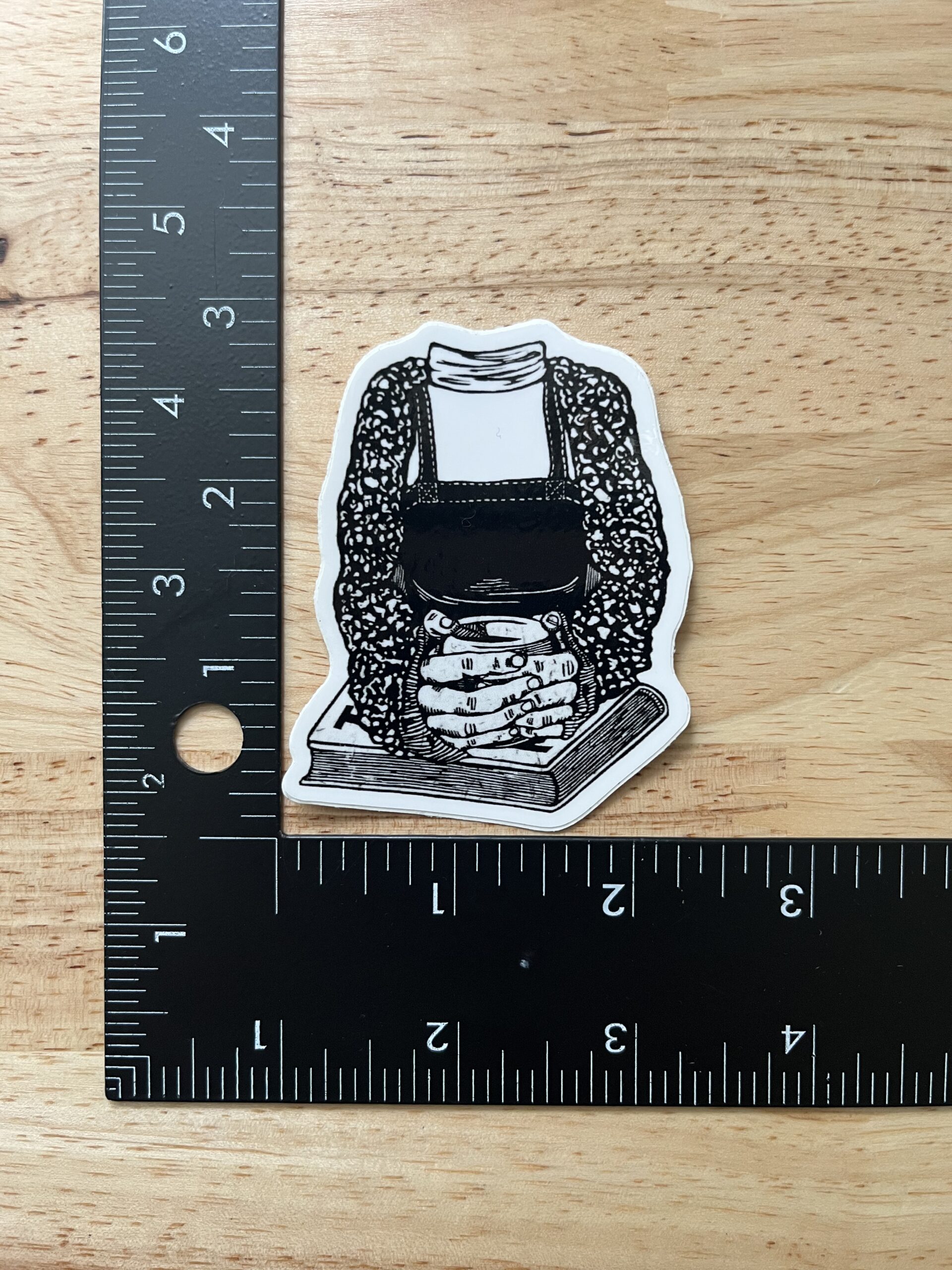 Hot Drink and a Book Sticker - weatherproof adhesive, UV protective laminate - Image 2