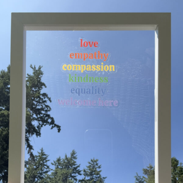 love welcome here – Motivational Mirror Cling Reusable Window Decal