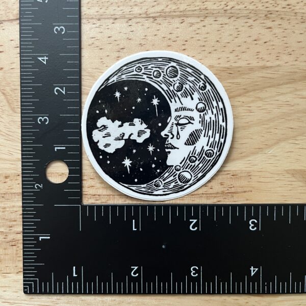 Sad Moon Sticker – weatherproof adhesive, UV protective laminate