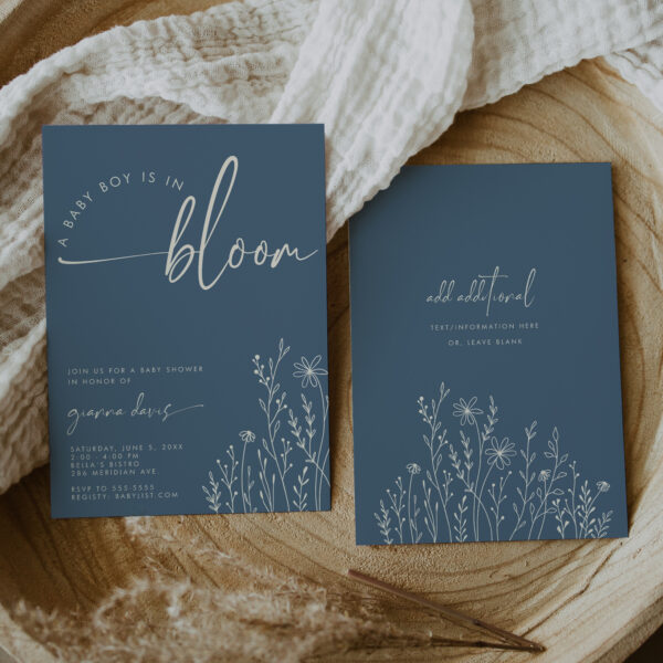 Baby in Bloom Baby Shower Invitation – ANY COLOR – EDITABLE TEMPLATE