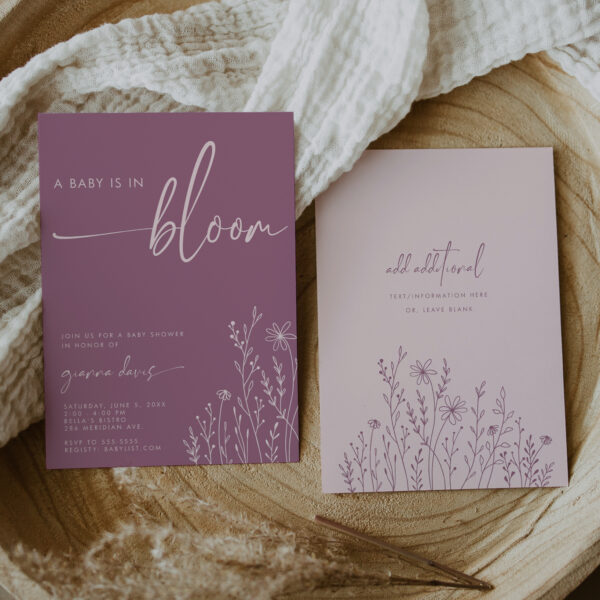 Baby in Bloom Baby Shower Invitation – ANY COLOR – EDITABLE TEMPLATE