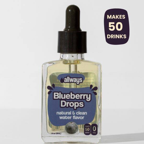 Natural Blueberry Water Enhancer Drops | Sugar-Free, Zero Calories, Monk Fruit Sweetened | Glass Bottle for On-the-Go Hydration | Kids & Adults | 50 Servings