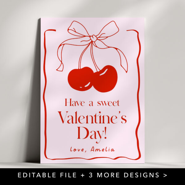 Cherry Valentine Set – EDITABLE TEMPLATE
