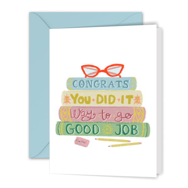 Stack of Books Congratulations Greeting Card