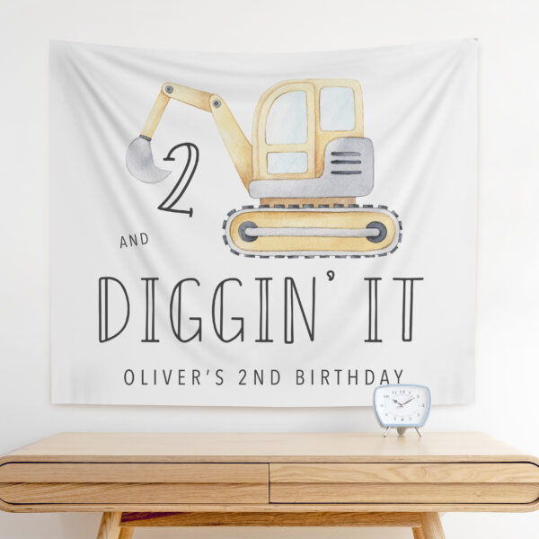 Construction Party Backdrop | Diggin It Banner