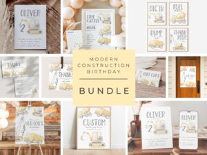 construction birthday party printable bundle