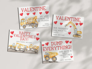 Construction Valentine Cards - EDITABLE TEMPLATE
