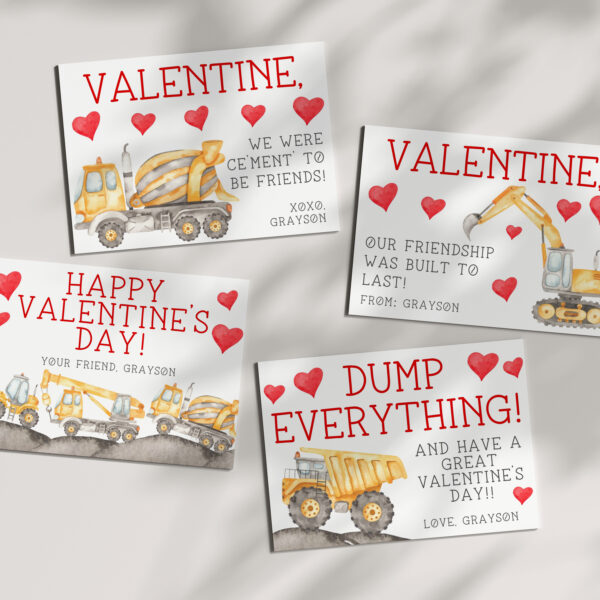 Construction Valentine Cards – EDITABLE TEMPLATE